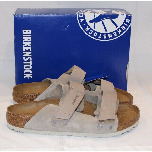 BIRKENSTOCK Uji Regular Fit Slide Sandal Digital TAN Genuine Leather Men - Picture 1 of 6